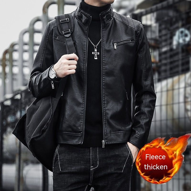 Men's Fashion Casual Slim Motorcycle Clothing Leather Jacket