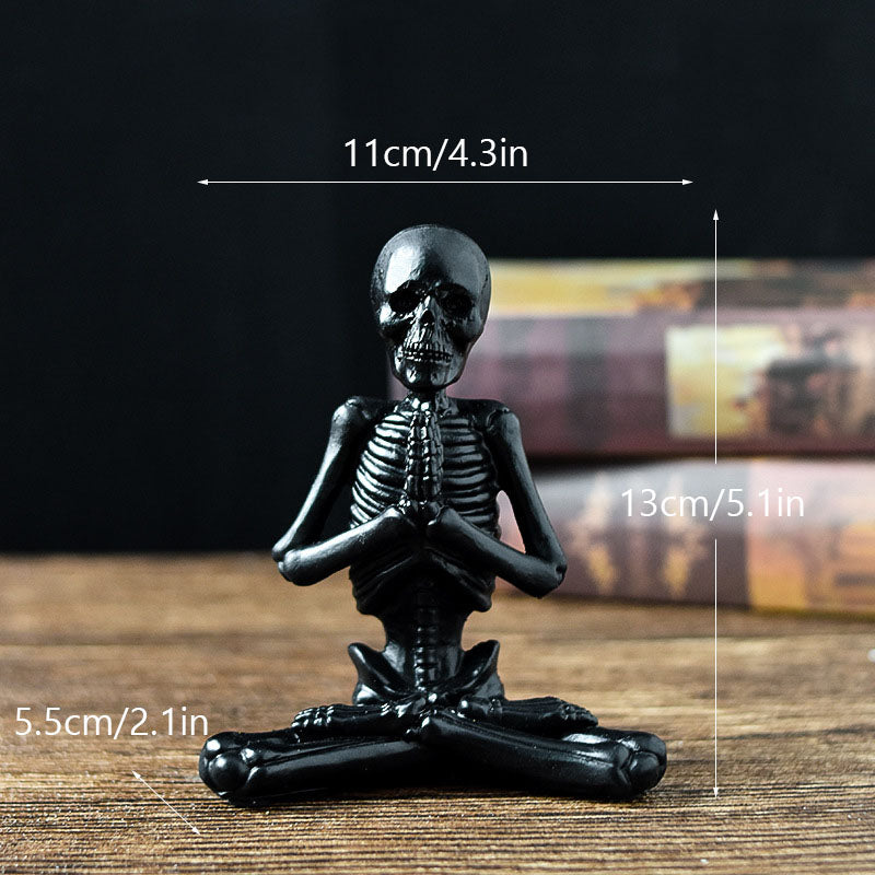 Halloween Horror Desktop Decoration Resin Ornaments Feature Modeling Yoga Skull Skeleton