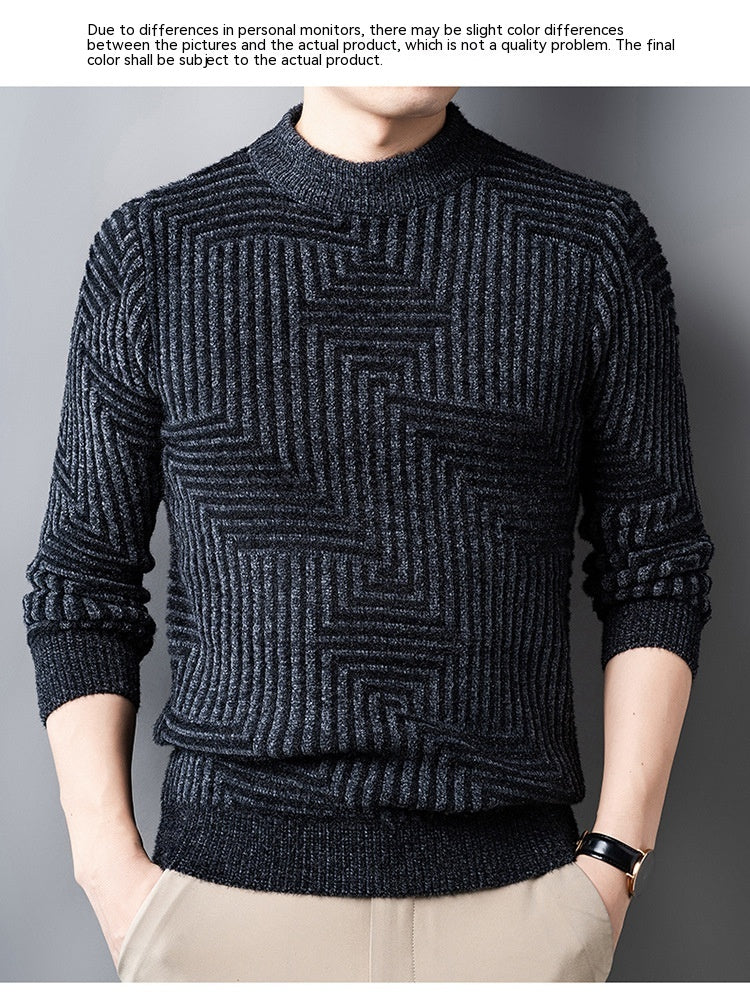 Men's Knitted Thickened Half-high Collar Chenille Warm Sweater