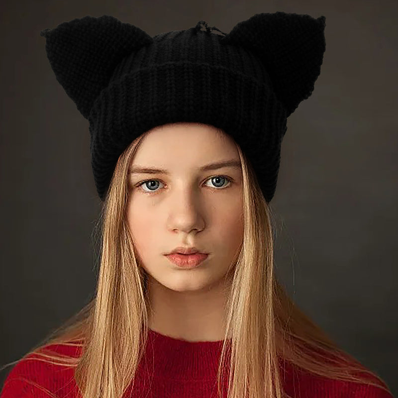 Devil Ears Thickened All Acrylic Knitted Hat