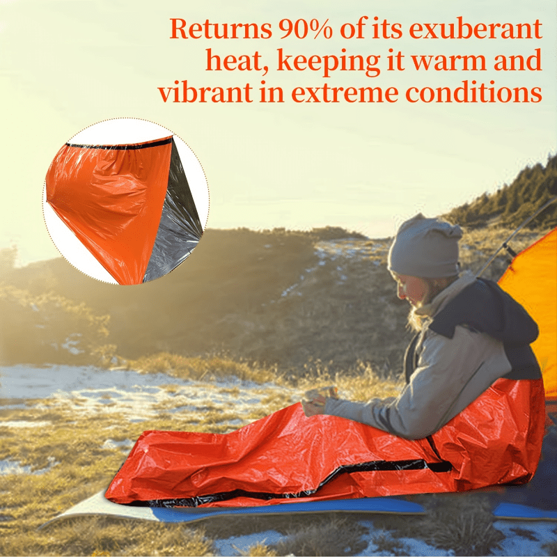 Portable Lightweight Emergency Sleeping Bag, Blanket, Tent - Thermal Bivy Sack For Camping, Hiking, And Outdoor Activities - Windproof And Waterproof Blanket For Survival