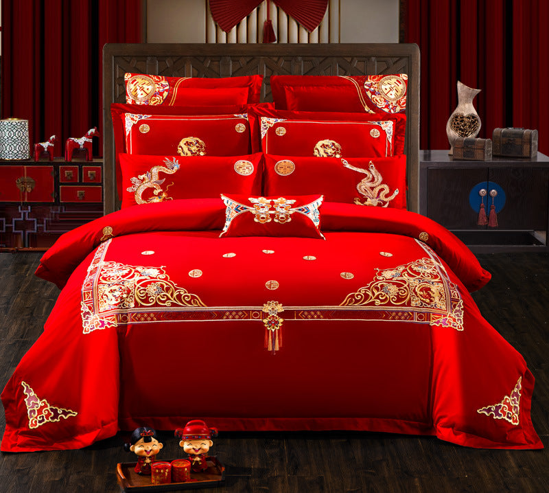 Embroidered cotton bedding