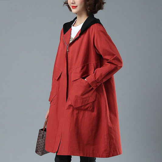 Women's Mid-length Autumn Loose Hooded Coat