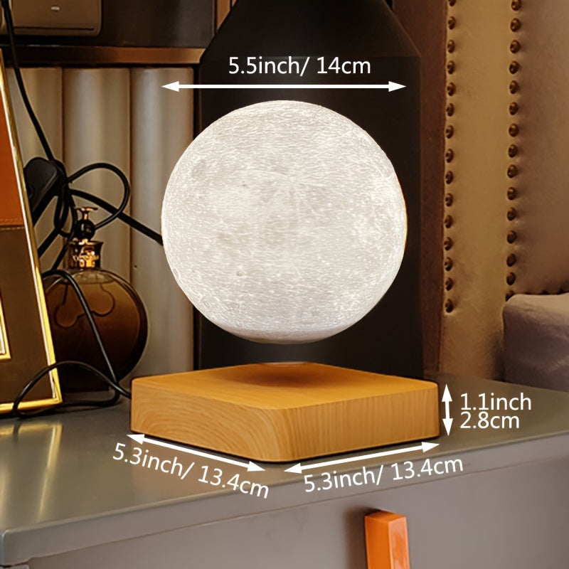 1pc Magnetic Floating Moon Lamp: 3D Printed Levitation Night Light with 3 Lighting Modes for Bedroom, Office, Home Decor