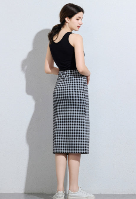 Checkered Knitted Women's Skirt