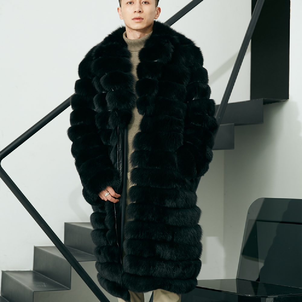 Men's Real Fur Long Fur Coat Winter