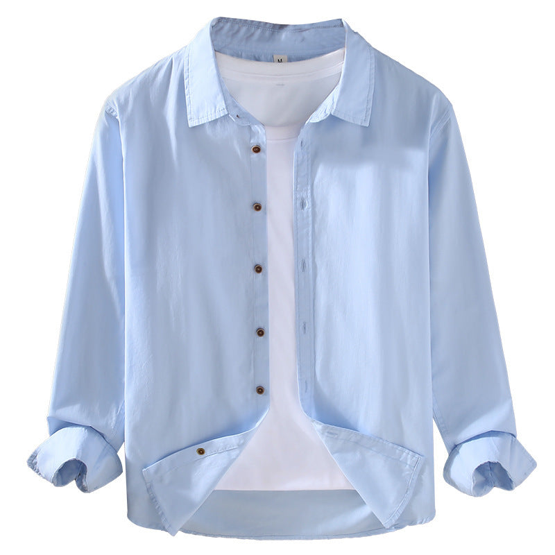 Japanese Style Thin Long Sleeve Shirt Men's Loose Casual Cotton