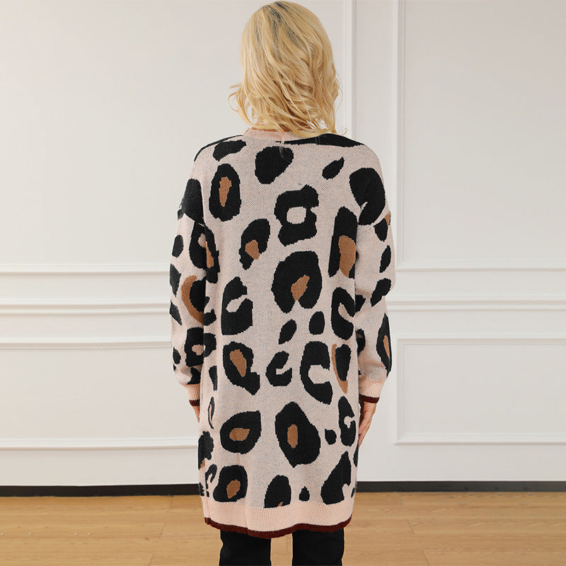 Fashion Leopard Print Long Sleeve Inverness