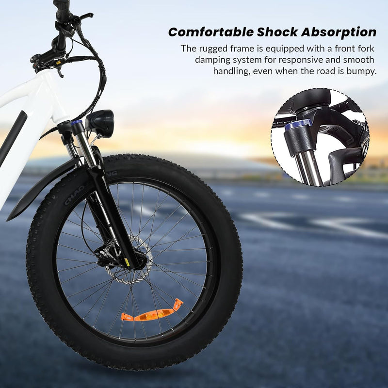 Electric Bike For Adults - 500W Motor 25MPH Speed Removable Battery 48V 12AH, 26 Inch Fat-Tire Electric Bicycle, 8 Speed Battery Powered Mountain Bicycle US only