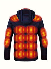 Men's Hooded Heating Clothes Electric Heating Suit USB Powered Intelligent Constant Temperature Heating Suit Two Switches Three Temperature Adjustment