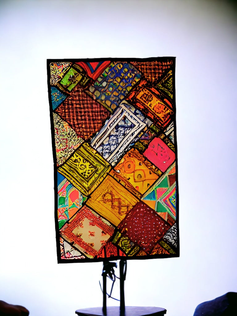 Handmade quilted wall hanging with patchwork beautiful, quilted wall art