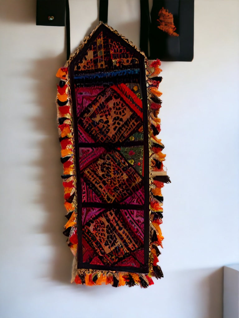 colourful handmade antique wall hanging traditional 3 pocket organizer