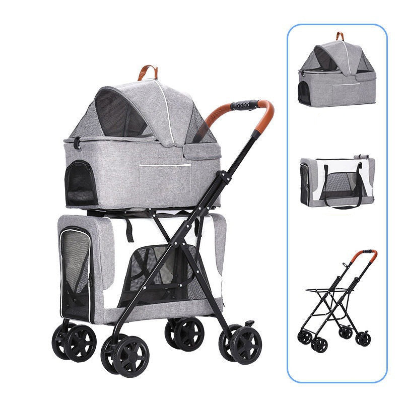 Lightweight Separated Double-layer Cabas Pet Cart