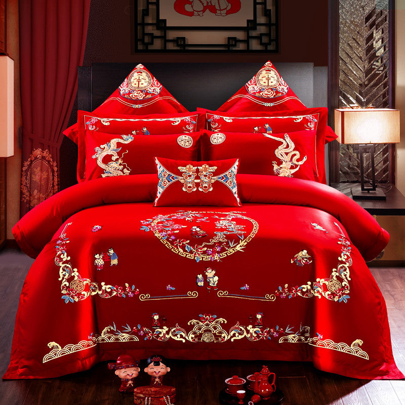 Embroidered cotton bedding