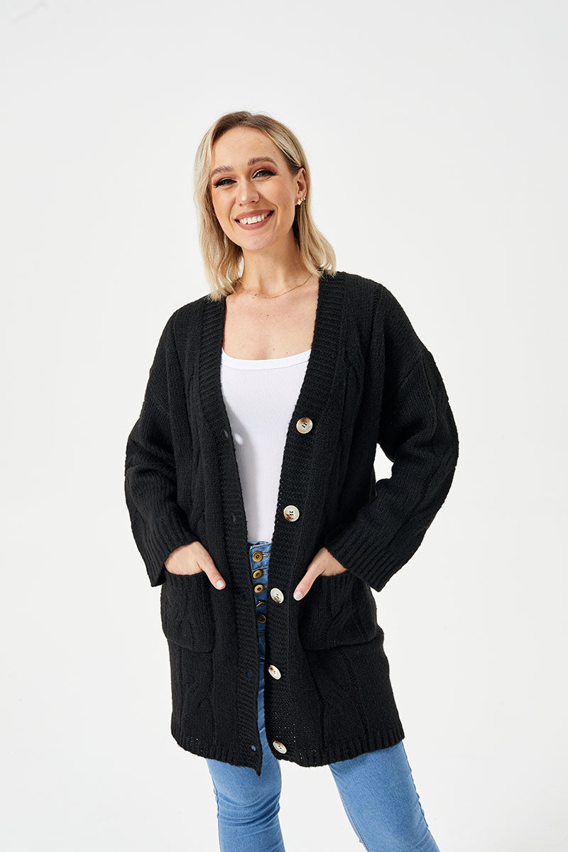 Pull cardigan long et décontracté pour femme