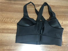 Women Sports Bras Tights Crop Top Yoga Vest Front Zipper Plus Size Adjustable Strap Shockproof Gym Fitness Athletic Brassiere