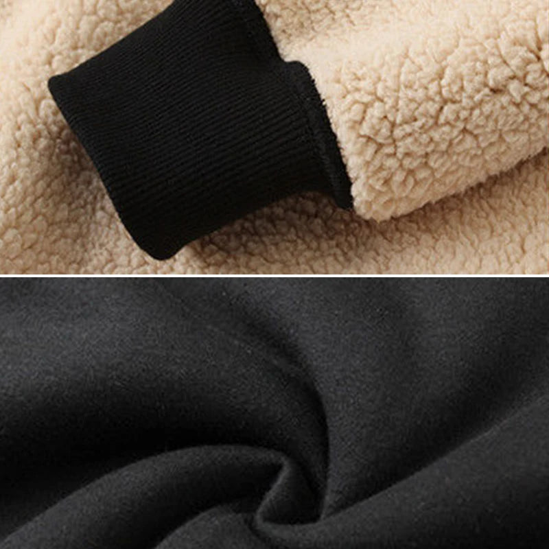 Sweatshirt Coat Front Pockets Warm Zipper Lamb Wool Jacket  Men and Woman Winter Pure Color Plush Lined Cardigan Hoodie