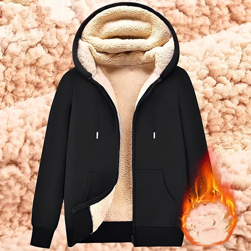 Sweatshirt Coat Front Pockets Warm Zipper Lamb Wool Jacket  Men and Woman Winter Pure Color Plush Lined Cardigan Hoodie