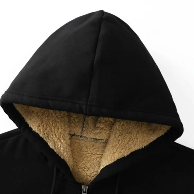 Sweatshirt Coat Front Pockets Warm Zipper Lamb Wool Jacket  Men and Woman Winter Pure Color Plush Lined Cardigan Hoodie