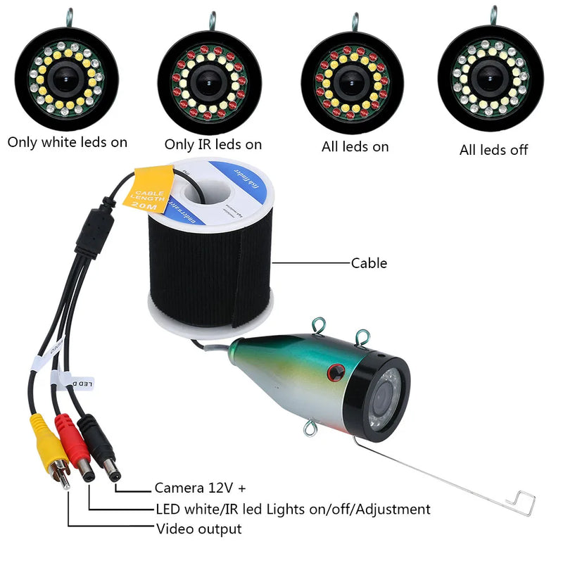 7inch Fish Finder Underwater Fishing Camera 15pcs White LEDs +15pcs Infrared Lamp 1080P HD Camera With 15M 30M For Ice Fishing