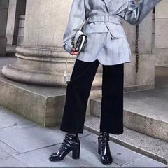 Luxury Design Leather Tabi Boots for Women - Iconic Split Toe Ankle Boots with Round Chunky High Heel | Autumn Winter Fashion Statement Shoes, Black