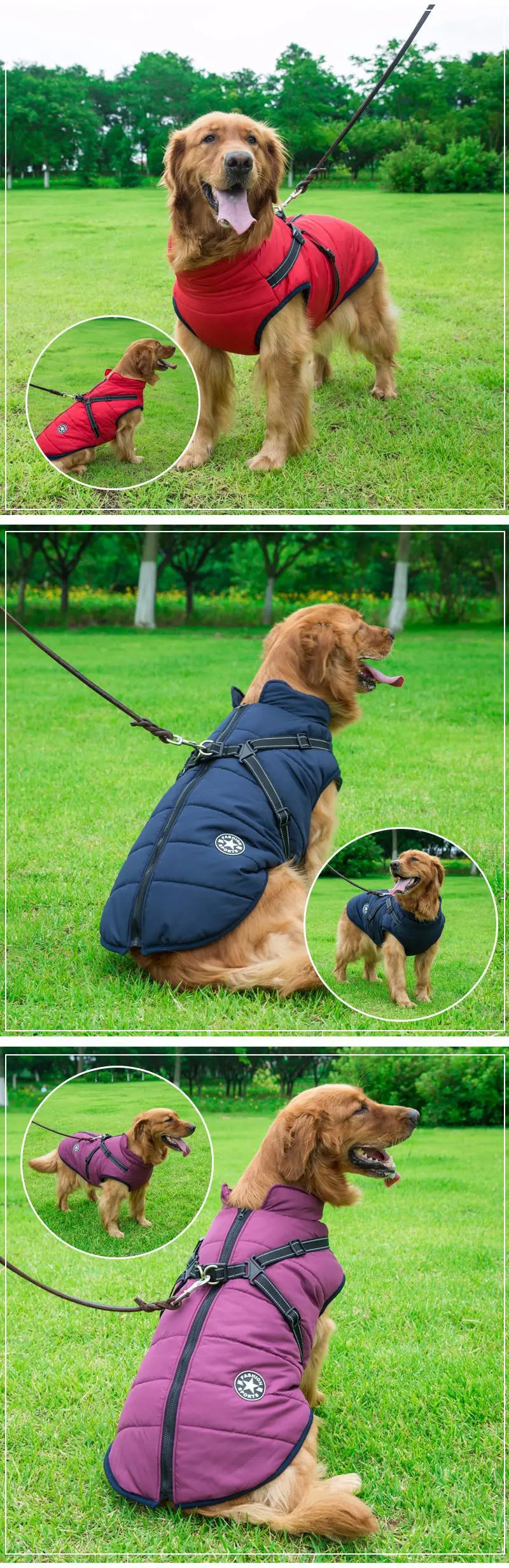 Pet Dog Jacket With Harness Winter Warm Dog Clothes Waterproof Dog Coat for Small Large Dogs Chihuahua French Bulldog Outfits