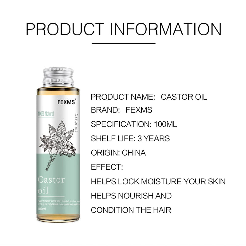 100% Pure And Castor Oil For Hair Growth, Eyelashes And Eyebrows - Carrier Oil For Essential Oils, Aromatherapy And Massage