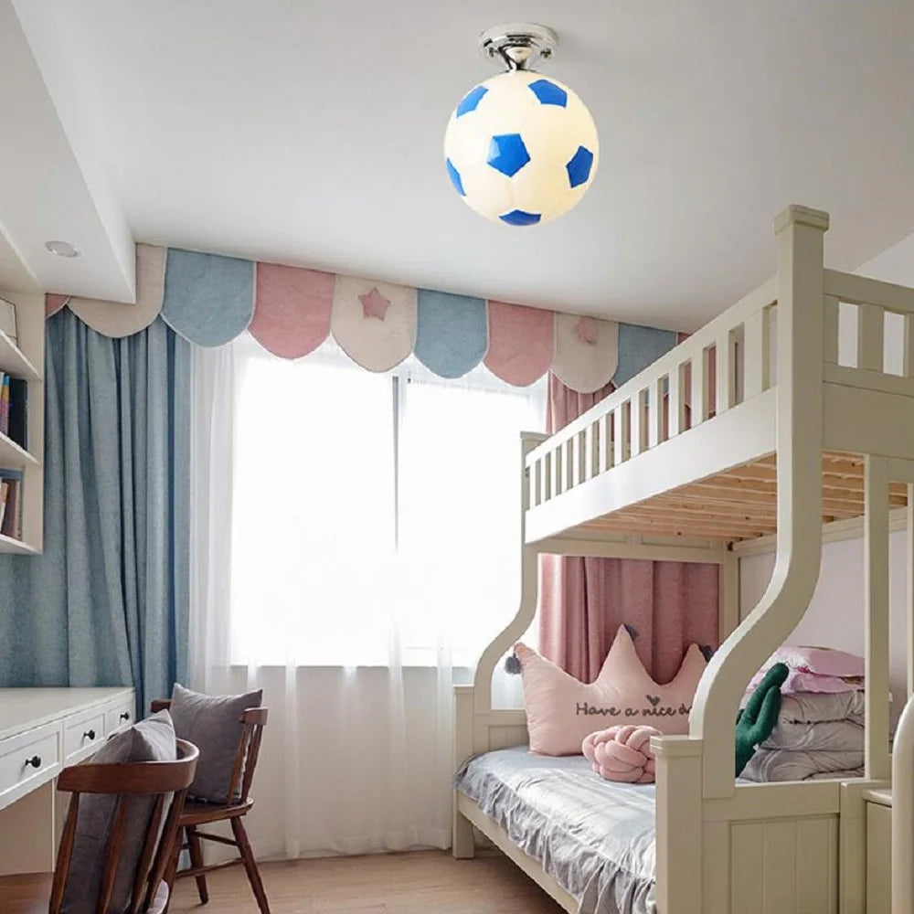 Soccer Ball LED Ceiling Lights 220V E27 Football Bar Club Ceiling Lamp Creative Kids Boy's Bedroom Decoration Light Fixture