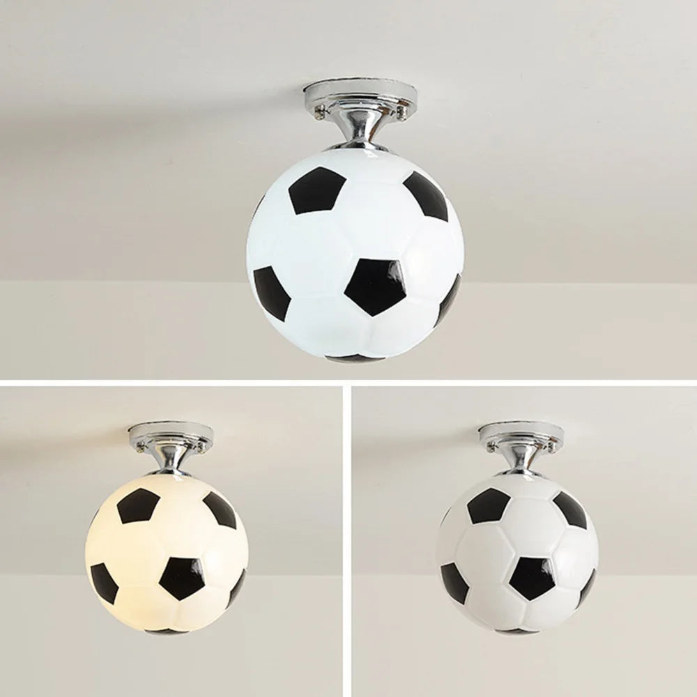 Soccer Ball LED Ceiling Lights 220V E27 Football Bar Club Ceiling Lamp Creative Kids Boy's Bedroom Decoration Light Fixture