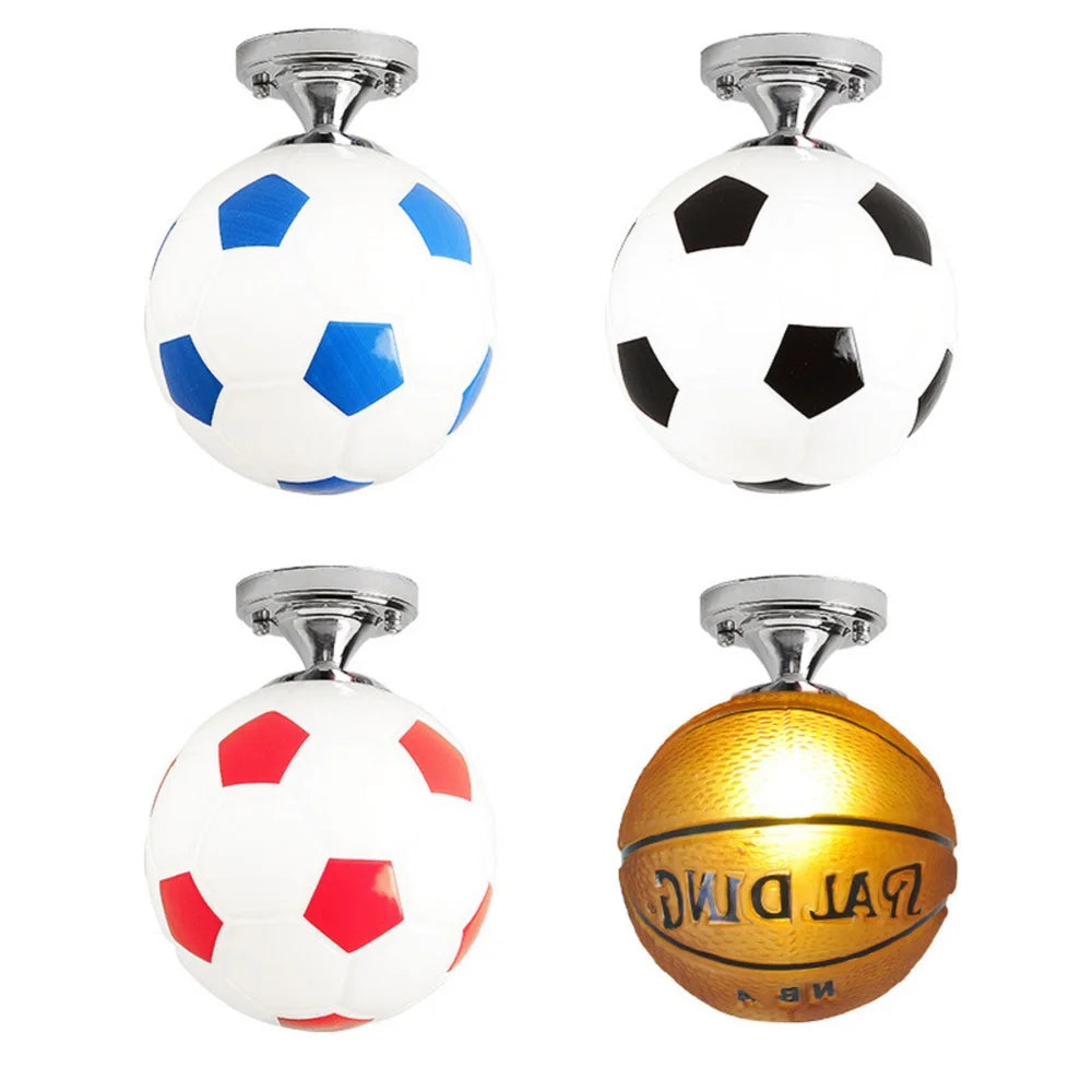 Soccer Ball LED Ceiling Lights 220V E27 Football Bar Club Ceiling Lamp Creative Kids Boy's Bedroom Decoration Light Fixture