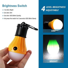 Portable Camping Light | Mini LED Bulb Emergency Lamp with 3 Lighting Modes & Hanging Hook