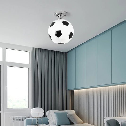 Soccer Ball LED Ceiling Lights 220V E27 Football Bar Club Ceiling Lamp Creative Kids Boy's Bedroom Decoration Light Fixture