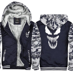 Venom Cosplay Costume Luminous Sweatshirt Sportswear Streetwear Hoodie Hooded Men Thicken Zipper Tracksuit Winter Coat Jacket