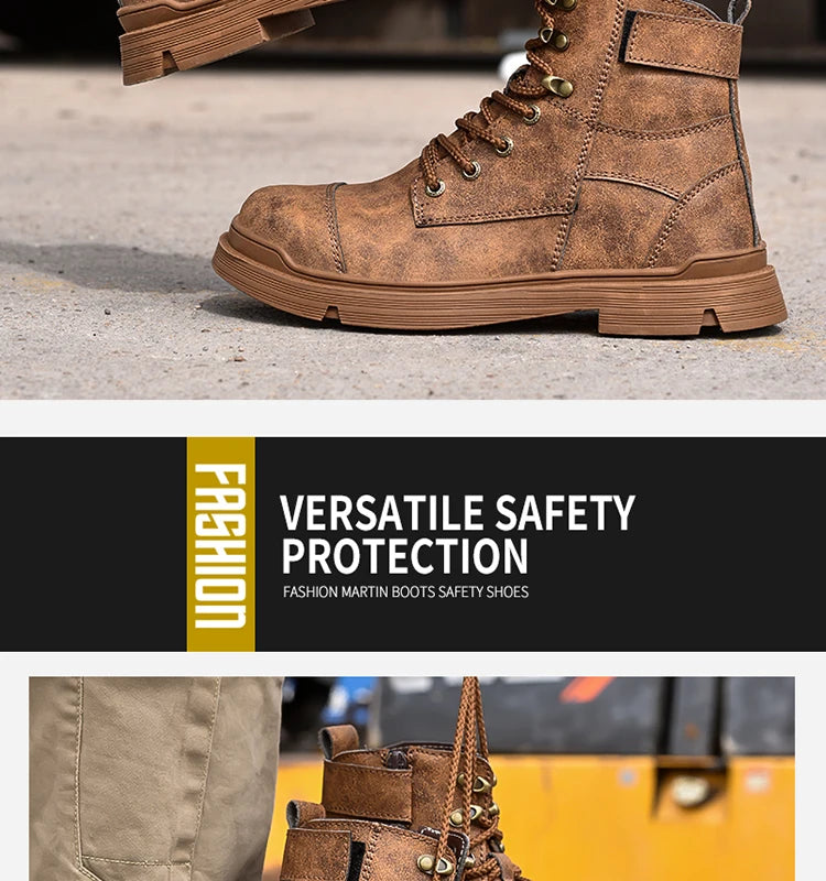 Safety Shoes For Men Light Weight Steel Toe Orginal Waterproof Work Safety Sneakers Boots Anti-Smashing Steel Toe Puncture Proof