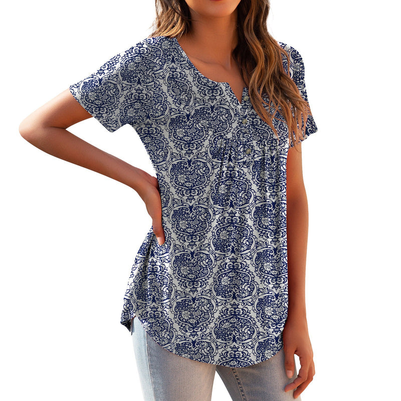 Loose All-match Button T-shirt Top