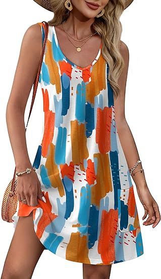 Women's Beach Vacation Sleeveless V-neck Loose Dress