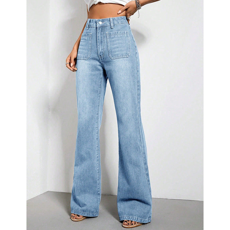 Women's Loose High Waist Denim Trousers