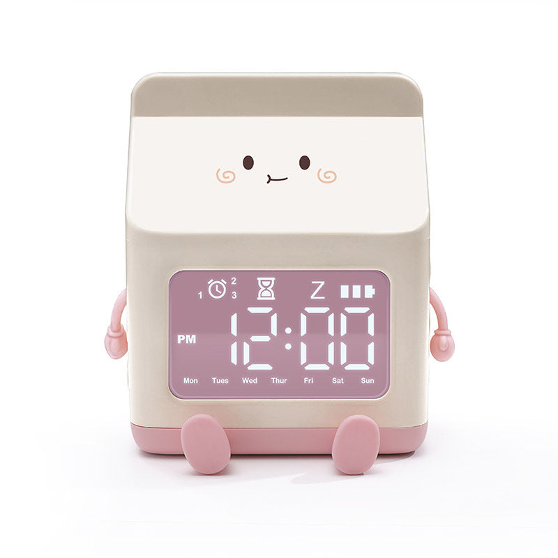 Smart Student Only Charging Cartoon Milk Carton Alarm Clock