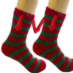 Fournitures de Noël Aspiration magnétique main dans la main Couple chaussettes corail polaire Tube chaussettes chaud pantoufle lit chaussettes hiver doux chaud pantoufle