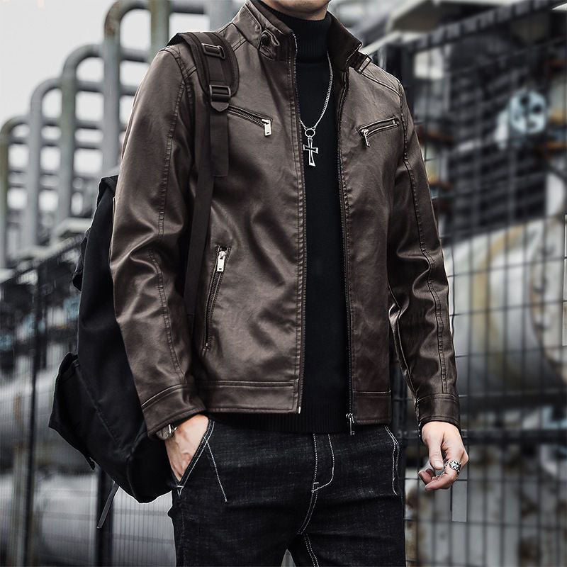 Men's Fashion Casual Slim Motorcycle Clothing Leather Jacket