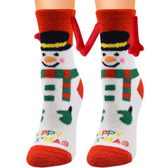 Fournitures de Noël Aspiration magnétique main dans la main Couple chaussettes corail polaire Tube chaussettes chaud pantoufle lit chaussettes hiver doux chaud pantoufle