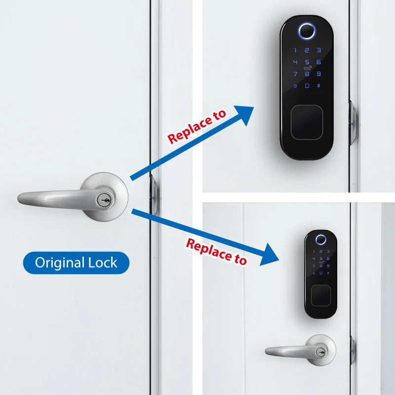 Fingerprint Waterproof Outdoor Garden Lock Remote Control TTLock App Code Keyless Smart Door Lock Electric Rim Lock and Gateway