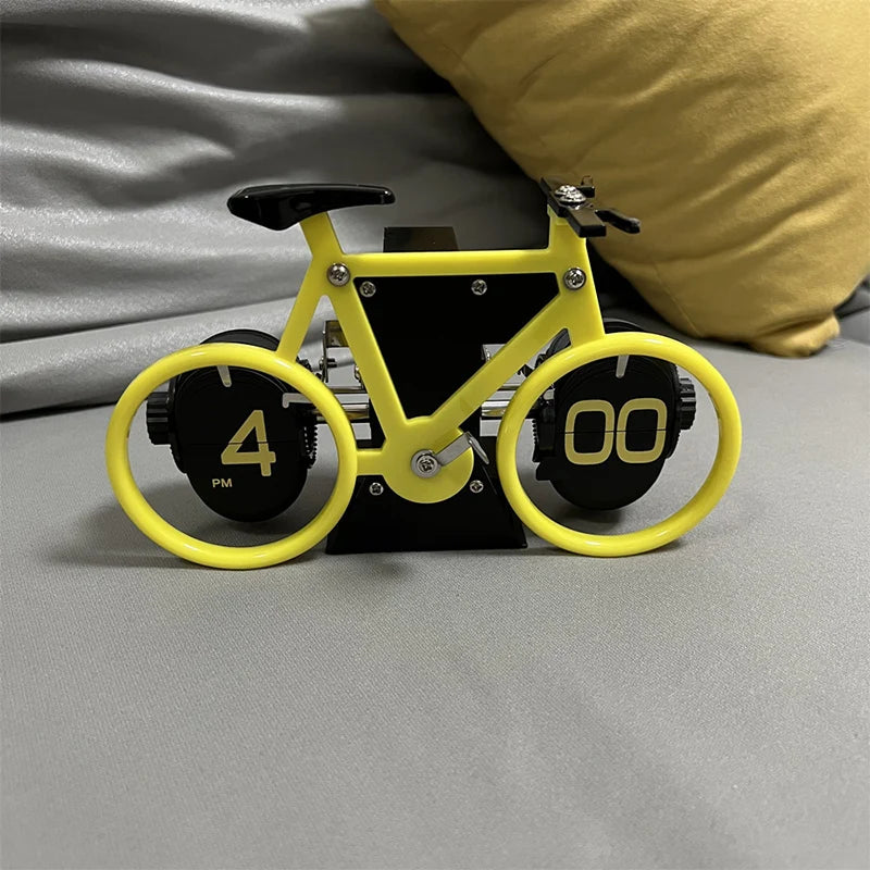 Modern Flip Clock Bicycle Shaped for Home Bedroom Dormitory Living Room Office Desktop Decoration Retro Style Big Number Clock