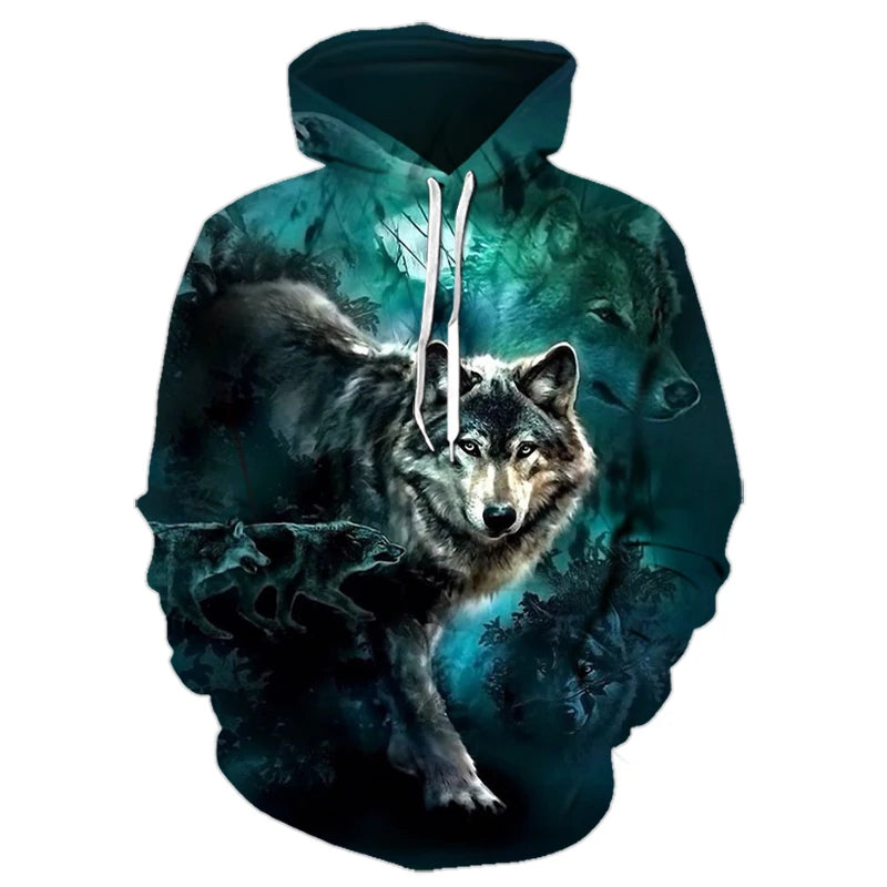 Animal Wolf 3D Printed Hooded Sweatshirts Men Women Fashion Casual Oversized Pullover Hip Hop Harajuku Streetwear Hoodies