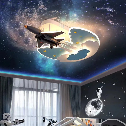 Creative Fighter Ceiling Lights for Boys Room Aircraft Children's Room Kids Chandelier Lighting Home Decorations