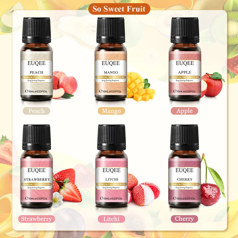 EUQEE 6pcs/set Fragrance Oil Gift Kit For Diffuser Coffee Bakery Harvest Spice Pumpkin Pie Forest Pine Sweet Fruit Aroma Oils