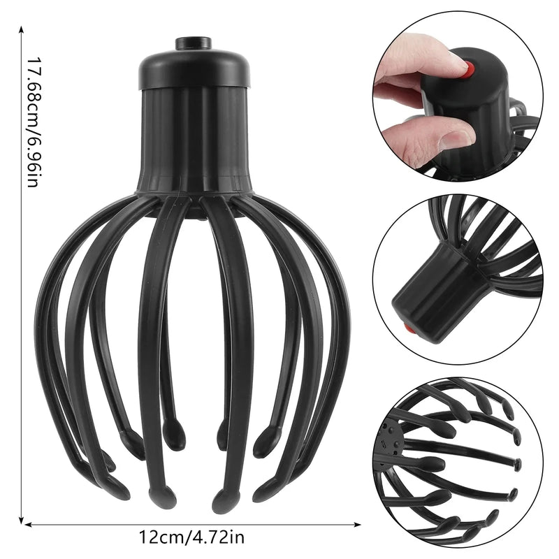 Scalp Massager Electric Head Massager 12-Claw Massage Cordless Portable USB Rechargeable Head Relaxing Massager with 3 Modes