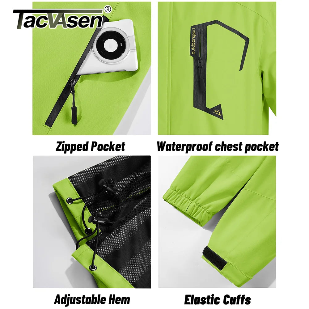 TACVASEN Spring Autumn Lightweight Jackets Mens Mesh Lined Waterproof Rain Jacket Outdoor Fishing Hiking Jacket Male Windbreaker