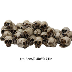 20Pcs Skull Head Sculptures Collectable Halloween Miniature Skulls Heads Decorative Creative Landscape Garden Potted Plant Decor