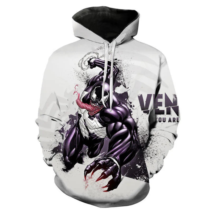 Miniso Hoodies Venom Cartoon Anime 3D Print Streetwear Men Women Fashion Oversized Sweatshirts Kids Pullovers Tracksuits